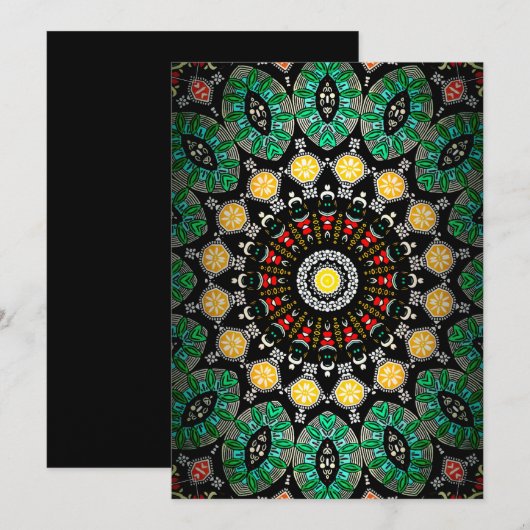 Green Floral Boho Mandala Feestdagenkaart (Voorkant / Achterkant)