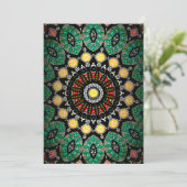 Green Floral Boho  Mandala Feestdagenkaart (Staand voorkant)