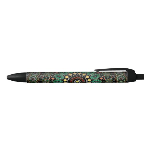 Green Floral Boho  Mandala Zwarte Inkt Pen (Bovenkant)