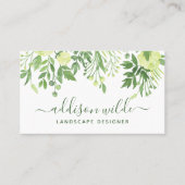 Green Floral Botanical Greenery Modern Elegant Visitekaartje (Voorkant)