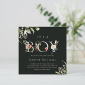 Green Floral Botanical Letter Boy Baby shower Kaart (Staand voorkant)