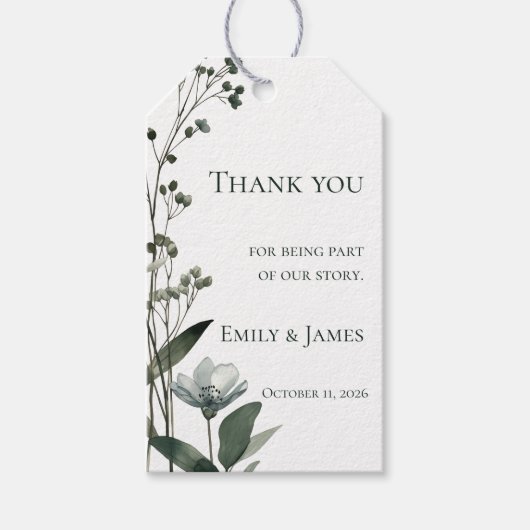 Green Floral Botanical Wedding Cadeaulabel (Voorkant)