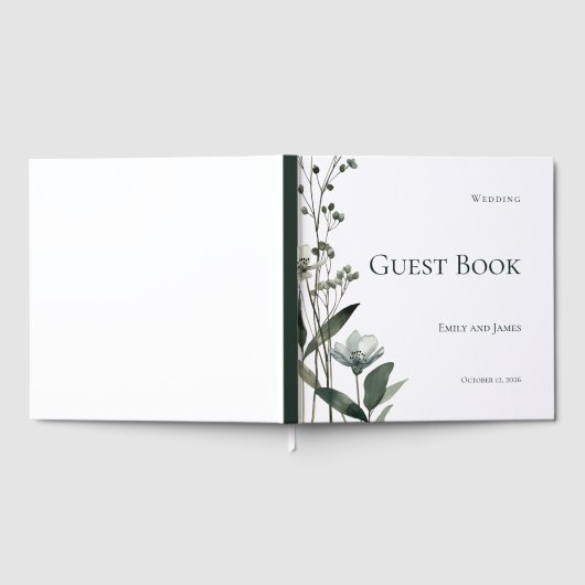 Green Floral Botanical Wedding Gastenboek (Volledig)