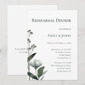 Green Floral Botanical Wedding Kaart (Voorkant / Achterkant)