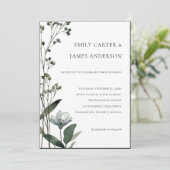 Green Floral Botanical Wedding Kaart (Staand voorkant)