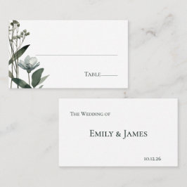 Green Floral Botanical Wedding Plaatskaartje