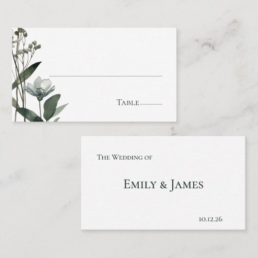 Green Floral Botanical Wedding Plaatskaartje (Voorkant / Achterkant)