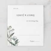 Green Floral Botanical Wedding Plaatskaartje (Buitenkant ongevouwen)
