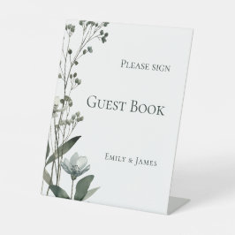 Green Floral Botanical Wedding Reclamebord Met Voetstuk