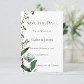 Green Floral Botanical Wedding Save The Date (Staand voorkant)