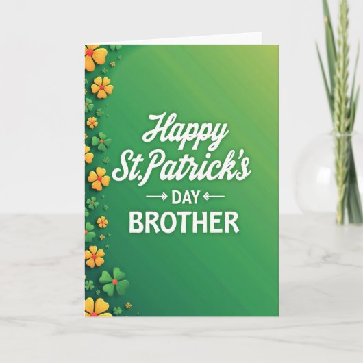 Green Floral Brother Card Kaart (Voorkant)