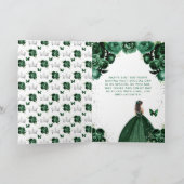 Green Floral Brunette Hair Girl Happy Birthday Kaart (Binnen)