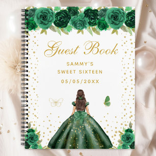Green Floral Brunette Hair Princess Sweet Sixteen Notitieboek