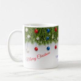 Green Floral Christmas Wreat Elegant Holiday Koffiemok