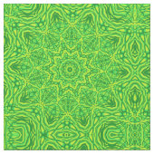Green Floral Circle Star Pattern Stof (Close Up)