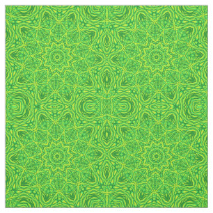 Green Floral Circle Star Pattern Stof