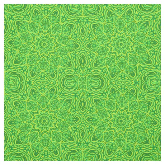 Green Floral Circle Star Pattern Stof (Swatch)