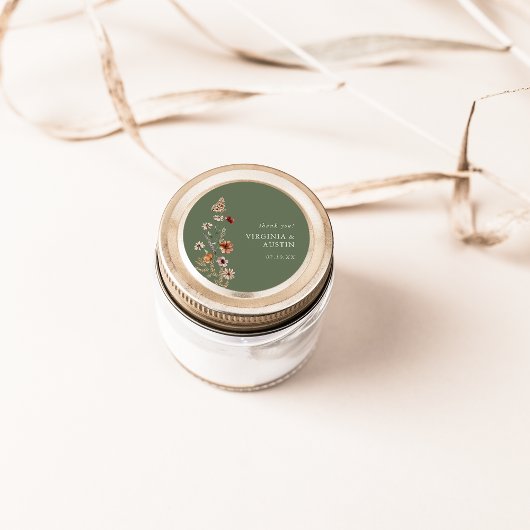 Green Floral Classic Round Sticker