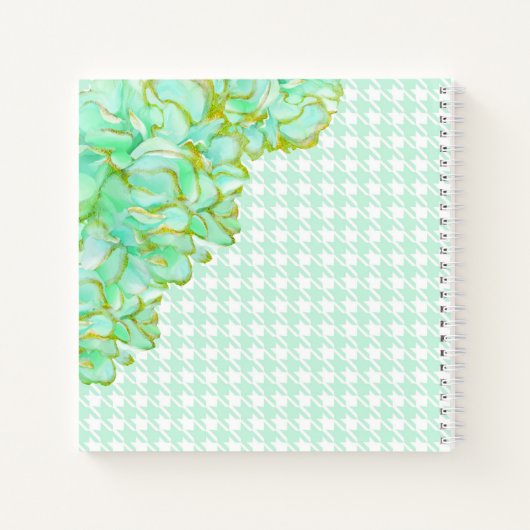 Green Floral Daily Planner Houndstooth Name Modern Notitieboek (Achterkant)