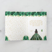 Green Floral Dark Skin Girl Happy Birthday Kaart (Binnen)