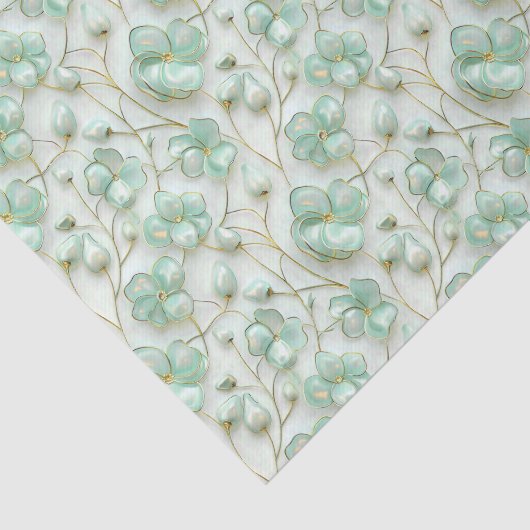 Green Floral Decoupage Tissue Paper Tissuepapier (Detail)