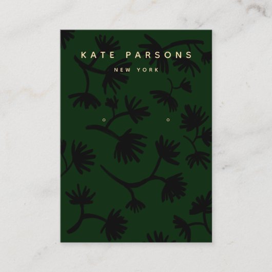 Green Floral Earring Jewelry Display Visitekaartje (Voorkant)