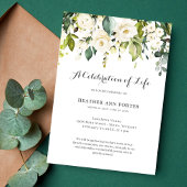 Green Floral Elegant Celebration of Life Funeral Kaart