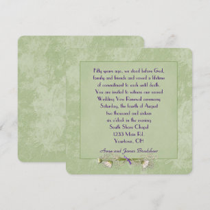 Green Floral Embossed Wedding Vow Renewal Kaart
