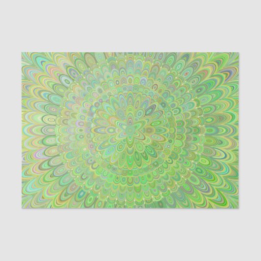 Green Floral Feather Mandala Tissuepapier (Voorkant)