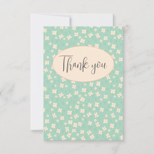Green Floral Flat - Hartelijk dank Bedankkaart (Voorkant)
