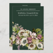 Green Floral Funeral Memorial Programmakaart (Voorkant / Achterkant)