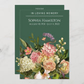 Green Floral Funeral Memorial Programme Programmakaart (Voorkant / Achterkant)