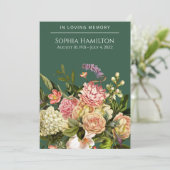 Green Floral Funeral Memorial Programme Programmakaart (Staand voorkant)
