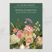 Green Floral Funeral Memorial Programme Programmakaart (Voorkant)
