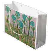Green Floral Gift Bag Groot Cadeauzakje (Voorkant Gekanteld)