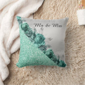 Green Floral GLITTER CUSHION RING PILLOW Kussen (Deken)