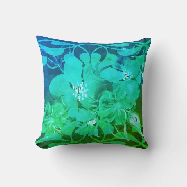 Green Floral Graphic Art Pillow voor iedereen Kussen (Voorkant)