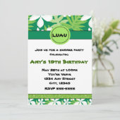 Green Floral Hawaiian Plumeria Summer Uitnodiging (Staand voorkant)
