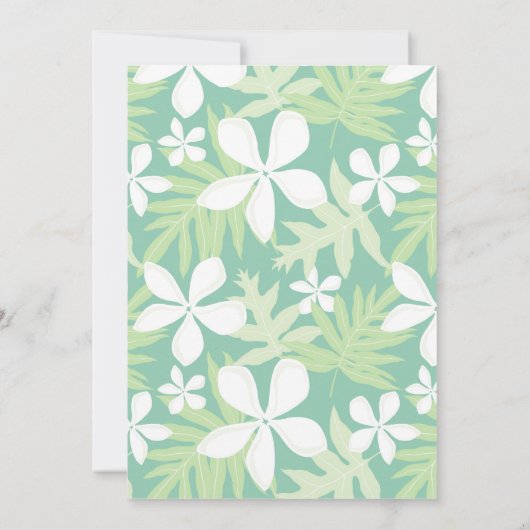 Green Floral Hawaiian Plumeria Summer Uitnodiging (Achterkant)