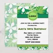 Green Floral Hawaiian Plumeria Summer Uitnodiging (Voorkant / Achterkant)