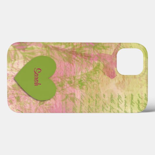 Green Floral Heart Case-Mate iPhone Case (Achterkant (horizontaal))