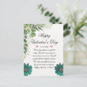 Green Floral Heart Melding Bericht Briefkaart (Staand voorkant)