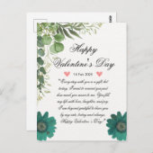 Green Floral Heart Melding Bericht Briefkaart (Voorkant / Achterkant)