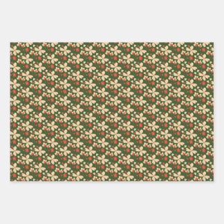 Green Floral Inpakpapier Vel