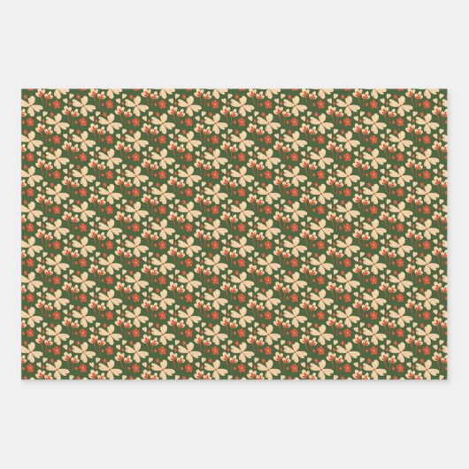 Green Floral Inpakpapier Vel (Voorkant)