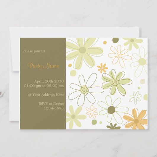 Green Floral Invitation Kaart (Voorkant)