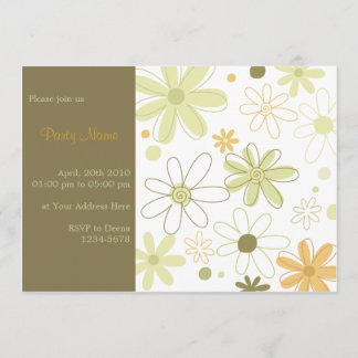 Green Floral Invitation Kaart