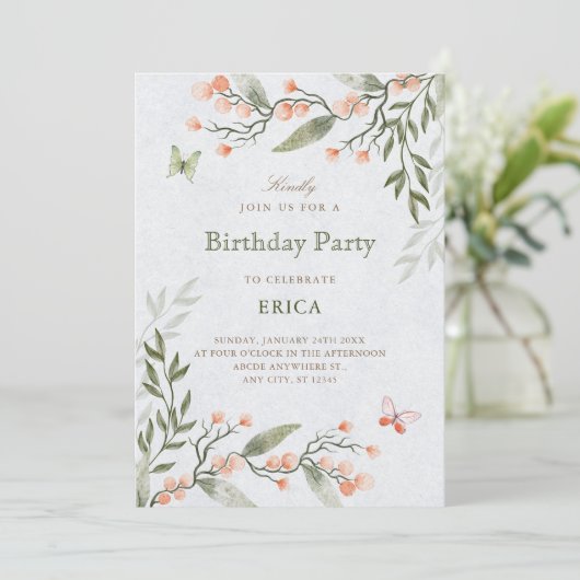 Green floral  kaart (Staand voorkant)