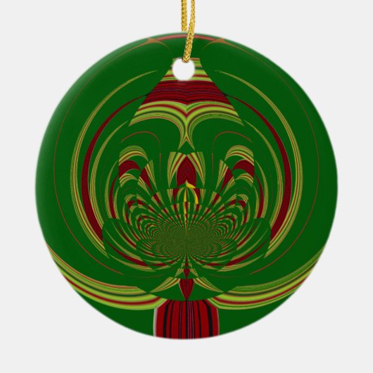 Green Floral Keramisch Ornament (Voorkant)