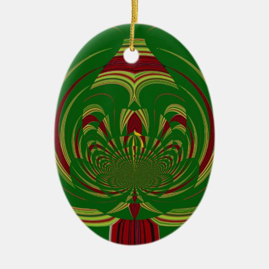 Green Floral Keramisch Ornament (Voorkant)